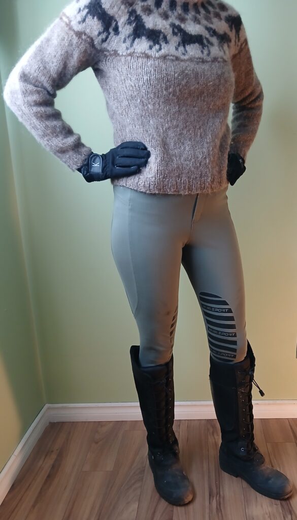 Icelandic sweater and winter riding boots