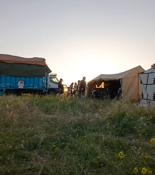 Camp at sunset